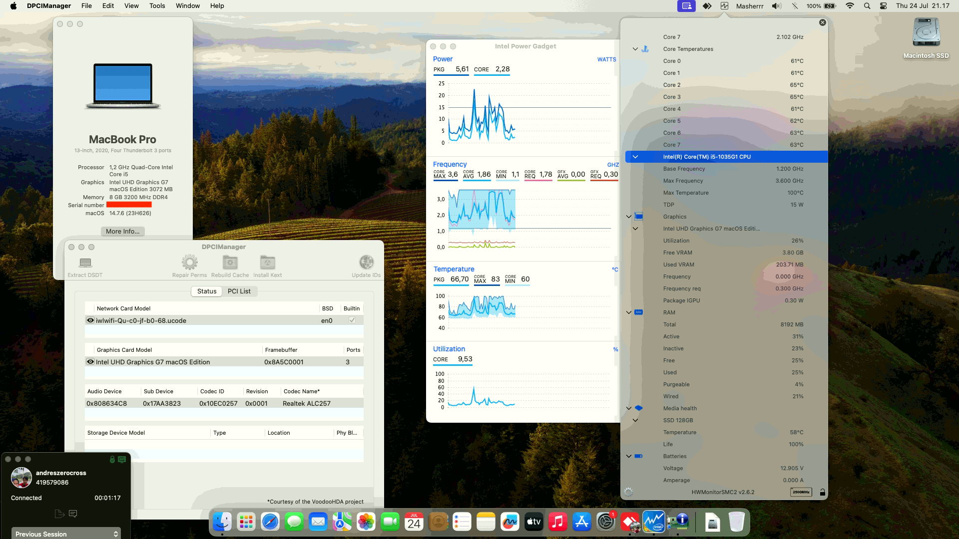 Success Hackintosh macOS Sonoma 14.7.6 Build 23H626 in Lenovo Ideapad Slim 5 15IIL05